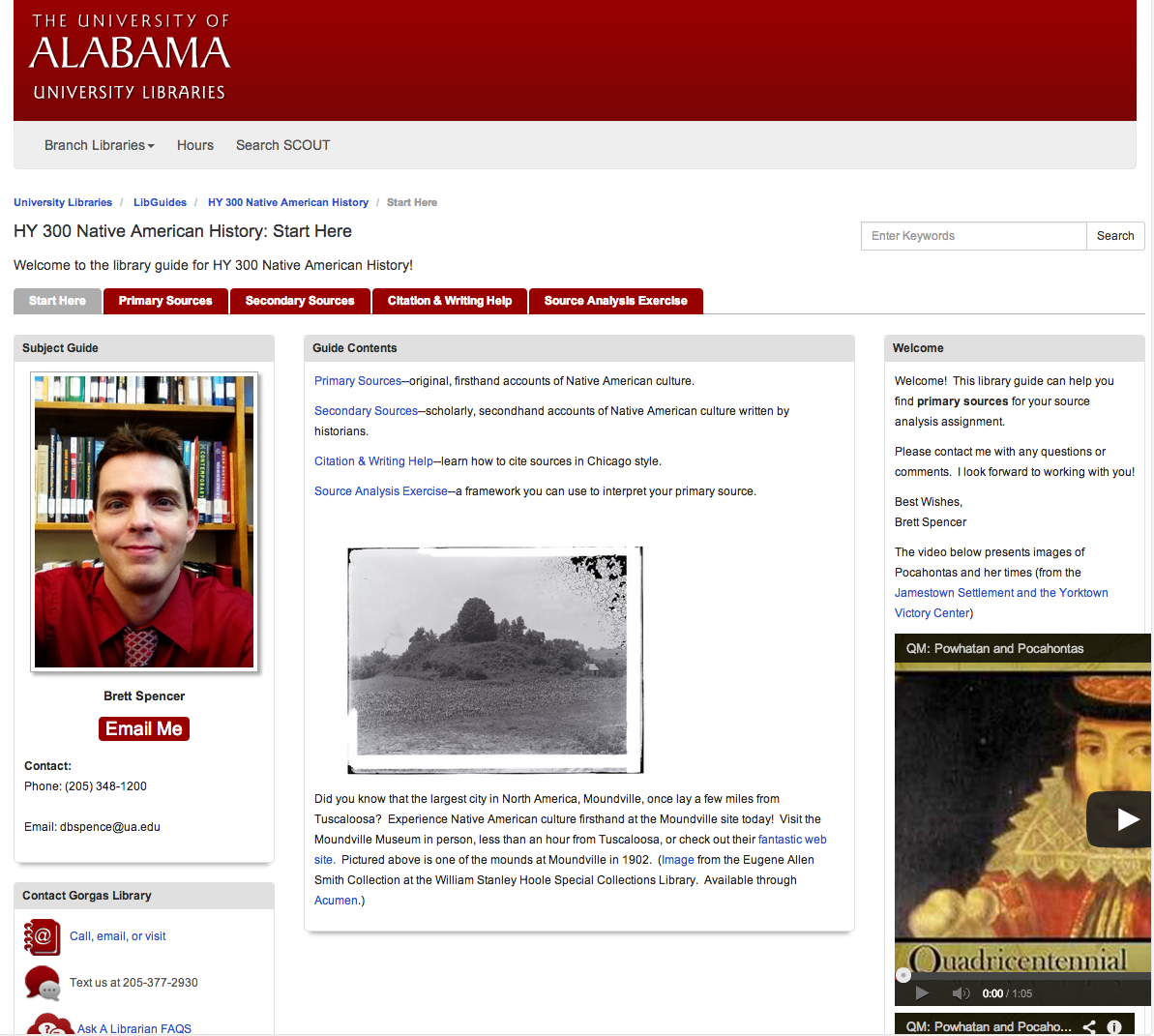 Start Here - HY 300 Native American History - LibGuides at University of Alabama